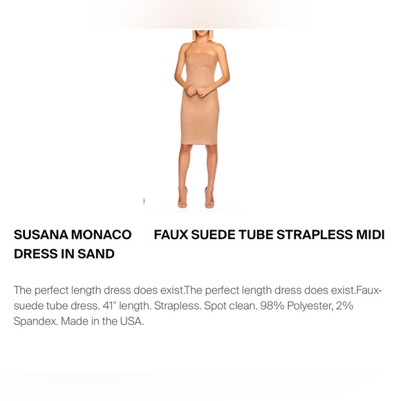 Susana Monaco Faux Suede Tube Dress, Sand - Picture 3 of 11